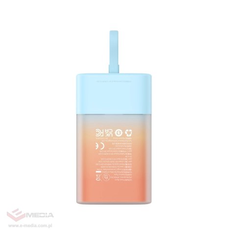 Powerbank Baseus Popsicle 5200mAh 20W z wbudowanym kablem Lightning (+ biały kabel Baseus Simple USB-C - USB-C 60W/20V/3A/30cm) 