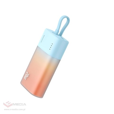 Powerbank Baseus Popsicle 5200mAh 20W z wbudowanym kablem Lightning (+ biały kabel Baseus Simple USB-C - USB-C 60W/20V/3A/30cm) 