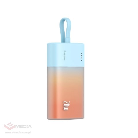 Powerbank Baseus Popsicle 5200mAh 20W z wbudowanym kablem Lightning (+ biały kabel Baseus Simple USB-C - USB-C 60W/20V/3A/30cm) 