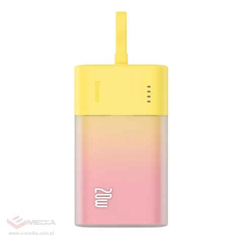 Powerbank Baseus Popsicle 5200mAh 20W z wbudowanym kablem Lightning (+ biały kabel Baseus Simple USB-C - USB-C 60W/20V/3A/30cm) 