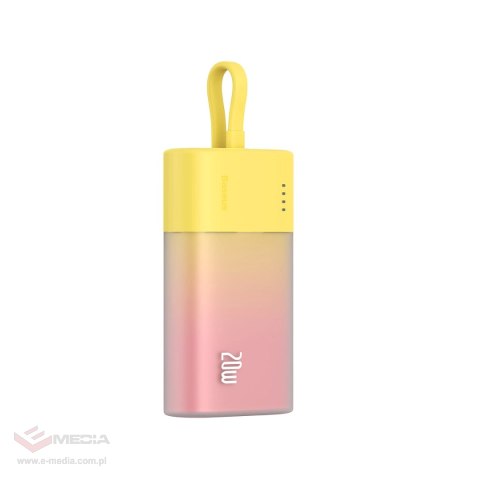 Powerbank Baseus Popsicle 5200mAh 20W z wbudowanym kablem Lightning (+ biały kabel Baseus Simple USB-C - USB-C 60W/20V/3A/30cm) 