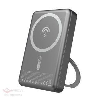 Powerbank Dudao K28 10000mAh PD 22.5W z MagSafe z metalową obudową i pierścieniem-podstawką - szary