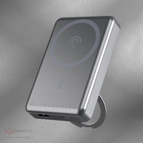 Powerbank Dudao K28 10000mAh PD 22.5W z MagSafe z metalową obudową i pierścieniem-podstawką - szary