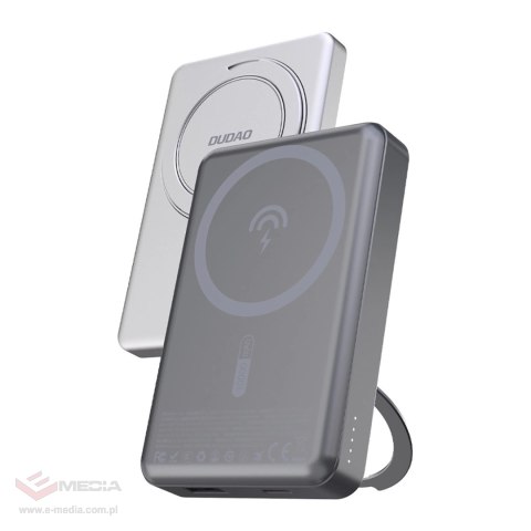 Powerbank Dudao K28 10000mAh PD 22.5W z MagSafe z metalową obudową i pierścieniem-podstawką - szary