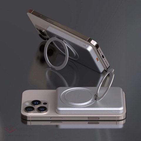 Powerbank Dudao K28S 20W PD 5000mAh z MagSafe i podstawką - srebrny