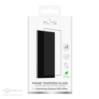Szkło hartowane Puro Frame Tempered Glass z czarną ramką do Samsung Galaxy S25 Ultra