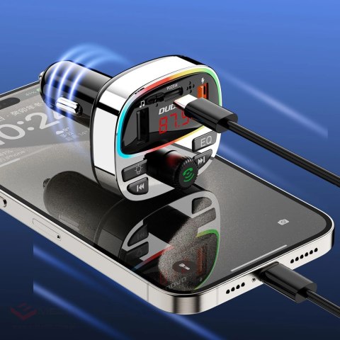 Transmiter Dudao R2PRO+ z portami ładowania PD25W Bluetooth 5.3 RGB - czarno-srebrny
