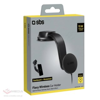 Uchwyt na smartfona z ładowarką indukcyjną SBS TESUPPMAG15W2115W kompatybilny z MagSafe - czarny