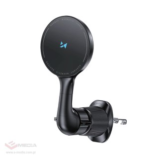 Uchwyt samochodowy Wozinsky WCT5-6S4Y z ładowarką indukcyjną Qi/MagSafe 15W na kratkę nawiewu - czarny