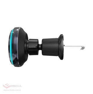 Uchwyt samochodowy Wozinsky WCT5-Q6S2Y z ładowarką indukcyjną Qi/MagSafe 15W na kratkę wentylacji z wentylatorem - czarny