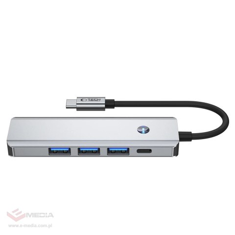 Adapter Tech-Protect HB01 HUB Adapter 5w1 USB-C + USB3.0 + HDMI 4K 60Hz + PD100W - szary