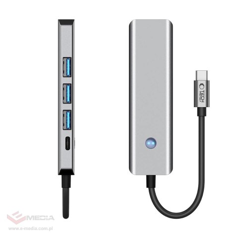 Adapter Tech-Protect HB01 HUB Adapter 5w1 USB-C + USB3.0 + HDMI 4K 60Hz + PD100W - szary