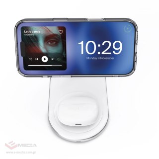 Ładowarka 2w1 Puro Mag Station stacja ładująca bezprzewodowa na telefon i słuchawki - biała