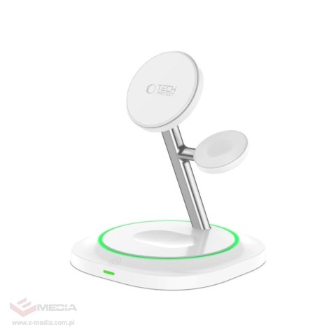 Ładowarka indukcyjna Tech-Protect QI15W-A46 3w1 Magnetic MagSafe - biała