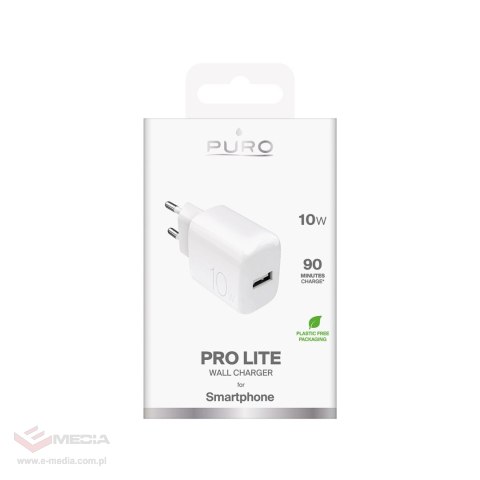 Ładowarka sieciowa Puro PROLITE 10W USB-A - biała