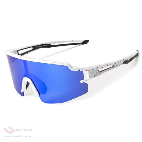 Okulary rowerowe Rockbros polaryzacyjne z ochroną UV i wkładką korekcyjną niebieskie szkła - białe