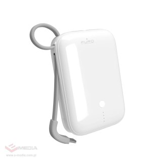Powerbank Puro Power Link 10 Plus 10000 mAh z wbudowanym kablem USB-C - biały