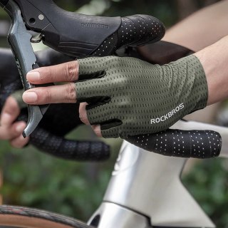 Rękawiczki rowerowe Rockbros oddychające, krótkie palce, rozmiar: XXL - zielone