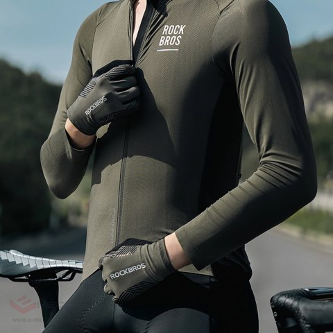 Rękawiczki rowerowe Rockbros wiosna/lato/jesień, pełne, rozmiar: XXL - zielone