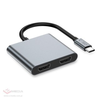 Adapter Tech-Protect HB08 4w1 USB-C + USB2.0 + 2 x HDMI 4K 60HZ - szary
