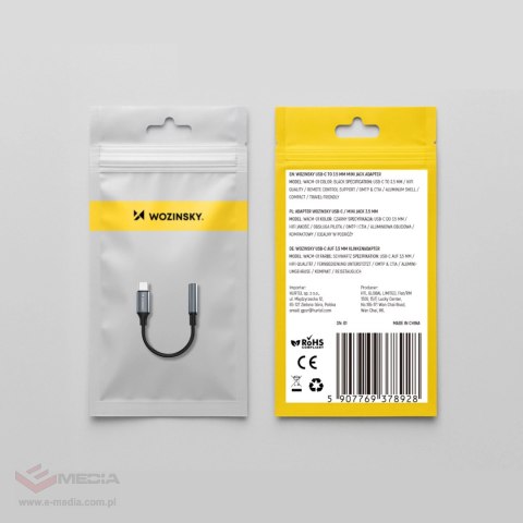 Adapter Wozinsky WACM-01 USB-C - mini jack 3,5mm - czarny