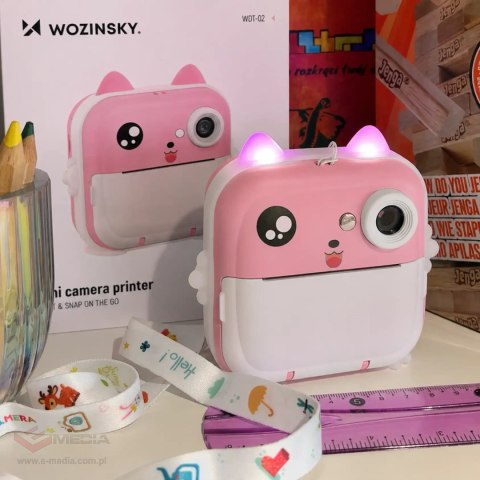 Aparat z drukarką termiczną Wozinsky WDT-01 kamera, dla dzieci - różowy