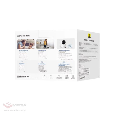 Kamera wewnętrzna Baseus Security P1 Pro 3K (wersja EU) - biała