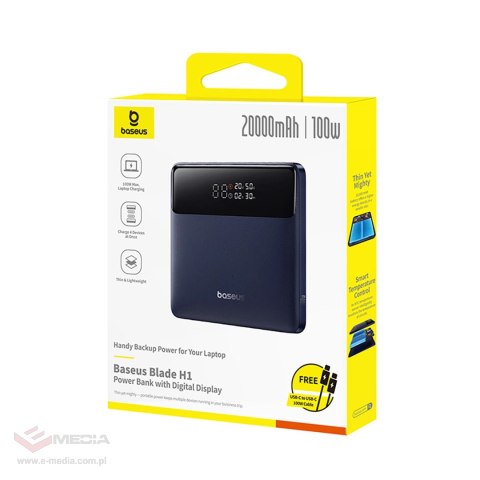 Powerbank Baseus Blade H1 20000mAh 100W z wyświetlaczem - czarny