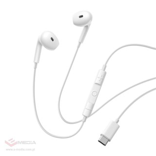 Słuchawki Baseus Encok CZ19 z USB-C przewodowe douszne - białe