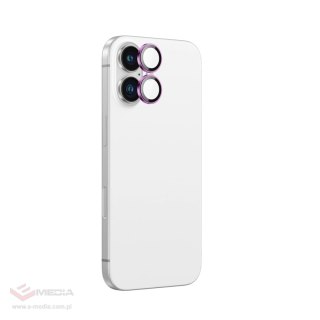 Szkło hartowane AMAZINGTHING AR Aluminium 2 Lens Glass z ramką na soczewki aparatu do iPhone 16 / 16 Plus - różowe