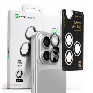 Szkło hartowane AMAZINGTHING AR Aluminium 3 Lens Glass z ramką na soczewki aparatu do iPhone 16 Pro / 16 Pro Max - czarne