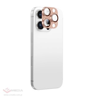 Szkło hartowane AMAZINGTHING Aviation-Grade Alloy Lens na wyspę aparatu do iPhone 16 Pro / 16 Pro Max - różowe złoto