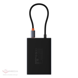 Hub USB-C 8w1 Baseus PioneerJoy HDMI 4K@60Hz + HDMI 4K@30Hz + DisplayPort 8K@30Hz + VGA + 2 x USB-A 3.0 + 2 x USB-C - szary