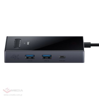 Hub USB-C 8w1 Baseus PioneerJoy HDMI 4K@60Hz + HDMI 4K@30Hz + DisplayPort 8K@30Hz + VGA + 2 x USB-A 3.0 + 2 x USB-C - szary