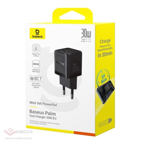 Ładowarka sieciowa Baseus Palm 30W USB-C USB-A - czarna
