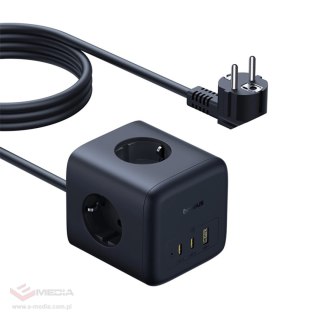 Listwa zasilająca Baseus EnerFill FA11 67W kostka USB-A + USB-C + 3 x gniazdo EU 1,5m - czarna