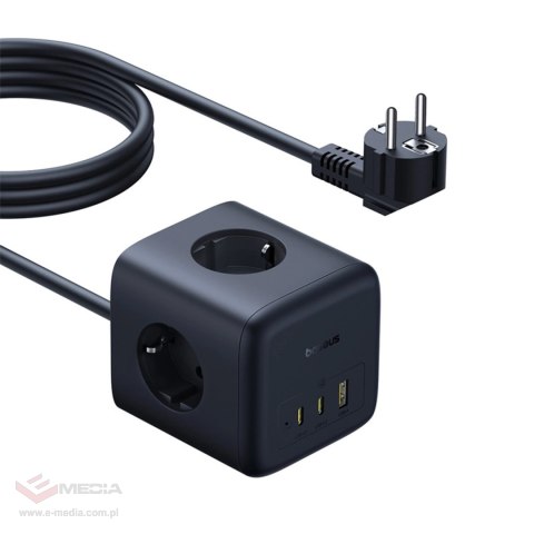 Listwa zasilająca Baseus EnerFill FA11 67W kostka USB-A + USB-C + 3 x gniazdo EU 1,5m - czarna