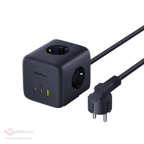 Listwa zasilająca Baseus EnerFill FA11 67W kostka USB-A + USB-C + 3 x gniazdo EU 1,5m - czarna