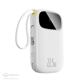 Powerbank Baseus EnerFill FC31 20000mAh 22.5W z wyświetlaczem cyfrowym i 2 wbudowanymi kablami (USB-C + Lightning) - biały