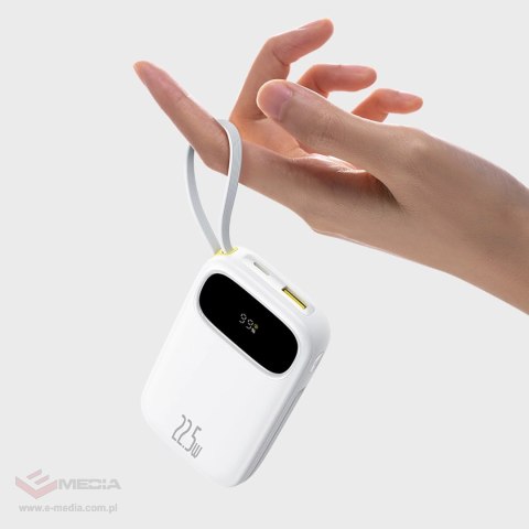Powerbank Baseus EnerFill FC31 20000mAh 22.5W z wyświetlaczem cyfrowym i 2 wbudowanymi kablami (USB-C + Lightning) - biały