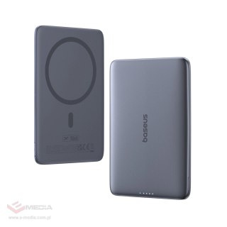 Powerbank Baseus PicoGo AM41 5000mAh 20W ultra-cienki, kompatybilny z MagSafe z czarnym kablem Baseus Simple USB-C 60W 30cm - sz