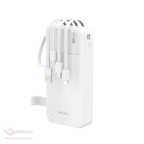Powerbank Dudao K11 Pro 20000mAh z wbudowanymi kablami - biały