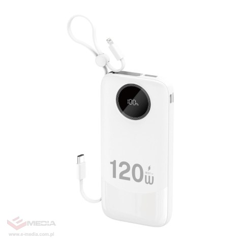 Powerbank Dudao K13 10000mAh z wbudowanym kablem - biały
