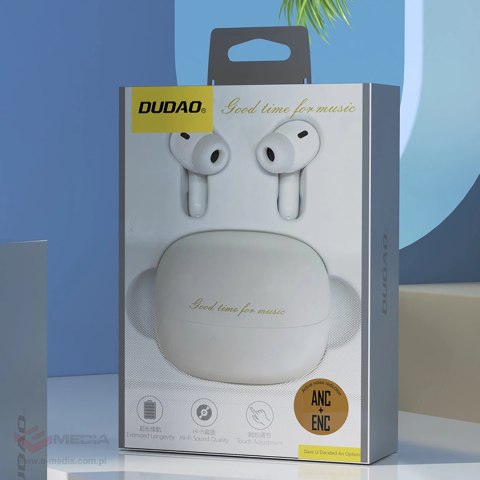 Słuchawki bezprzewodowe Dudao U21 TWS ANC ENC Bluetooth - białe