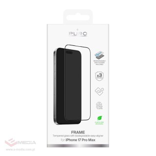 Szkło hartowane Puro Frame na iPhone 17 Pro Max z aplikatorem i czarną ramką