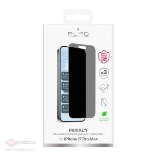 Szkło hartowane Puro Privacy prywatyzujące na iPhone 17 Pro Max