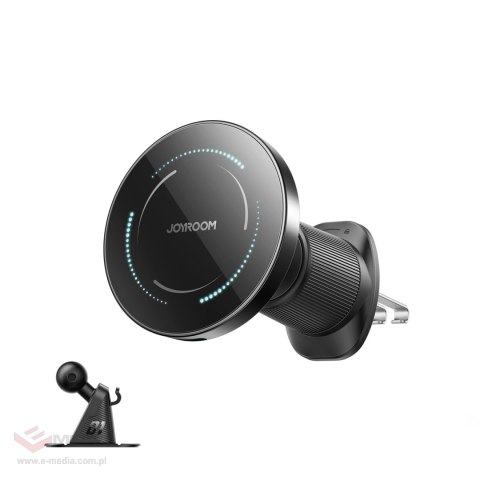 Uchwyt samochodowy Joyroom JR-ZS502 kompatybilny z MagSafe z ładowarką indukcyjną na kratkę nawiewu/deskę rozdzielczą - czarny
