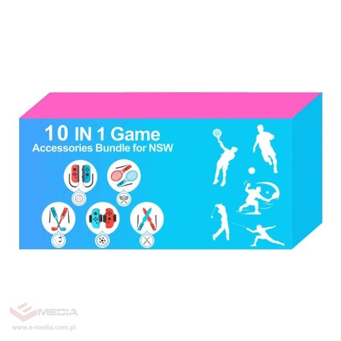 Pakiet akcesoriów rodzinnych 10 w 1 do gry Nintendo Switch Sports - zestaw czerwony i niebieski