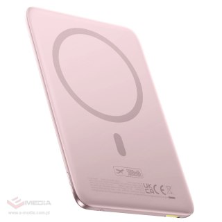 Powerbank Baseus PicoGo AM41 5000mAh 20W Ultra-Slim kompatybilny z MagSafe z kablem Baseus Simple USB-C 60W 30cm - różowy