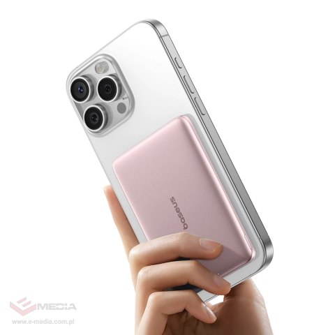Powerbank Baseus PicoGo AM41 5000mAh 20W Ultra-Slim kompatybilny z MagSafe z kablem Baseus Simple USB-C 60W 30cm - różowy